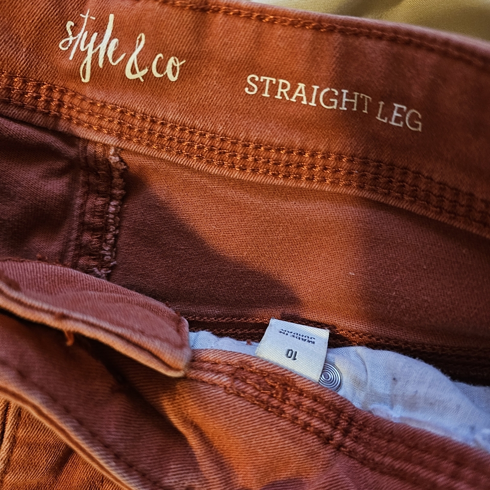 Style & Co. Women's Straight Leg Jeans in Coral - Picture 3 of 5